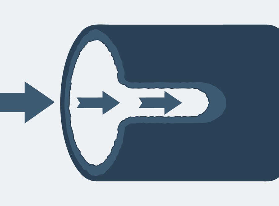 Cutaway diagram of a pool heater exchanger tube with calcium scale narrowing the bore.